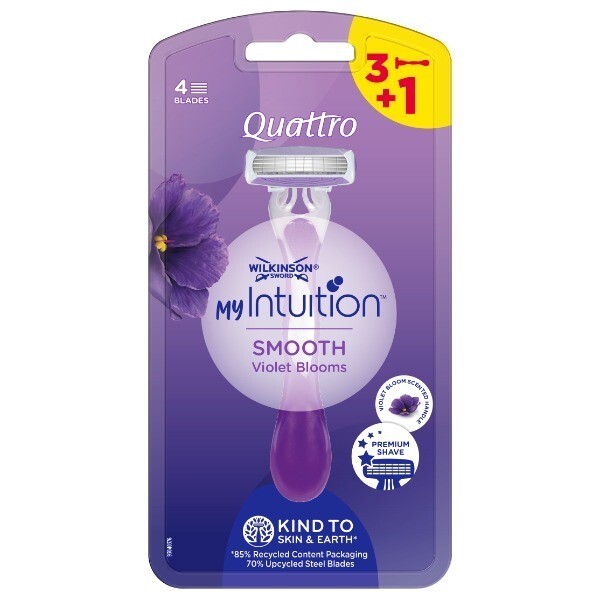 Wilkinson Sword Quattro For Women Violet Bloom Razor 3+1