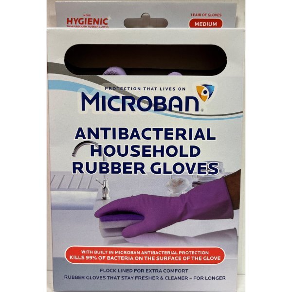 Microban Rubber Gloves Medium
