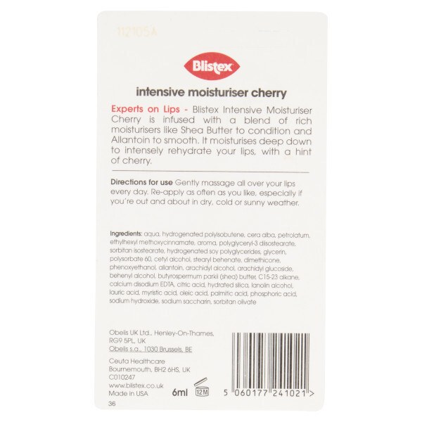 Blistex Intensive Moisturiser Cherry Lip Balm 6ml