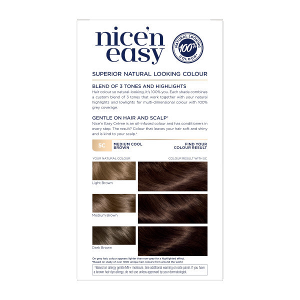 Clairol Nice'n Easy Hair Dye 5C Medium Cool Brown