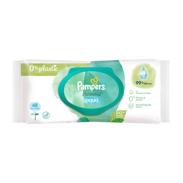 Pampers Aqua Plastic Free Baby Wipes 48s