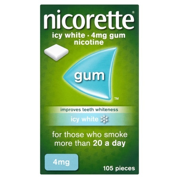 Nicorette Icy White Whitening Gum 4mg 105s