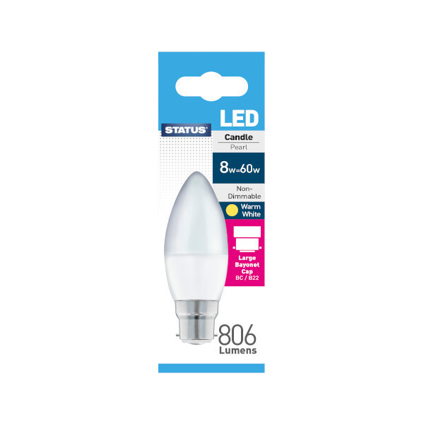 Status 8W=60W Led Candle Bulb BC 1 Pack