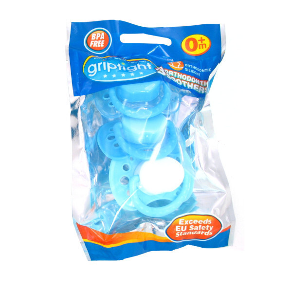 Griptight Silicone Safety Soother Blue 3 Pack