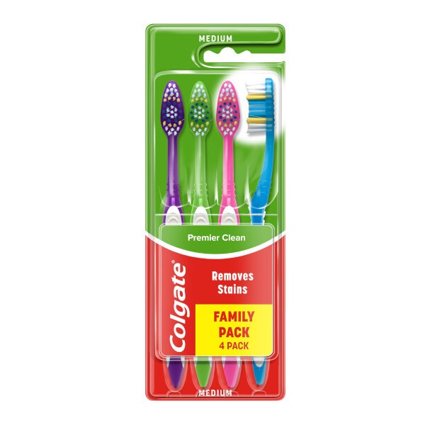 Colgate Premier Clean Toothbrush Medium 4 Pack
