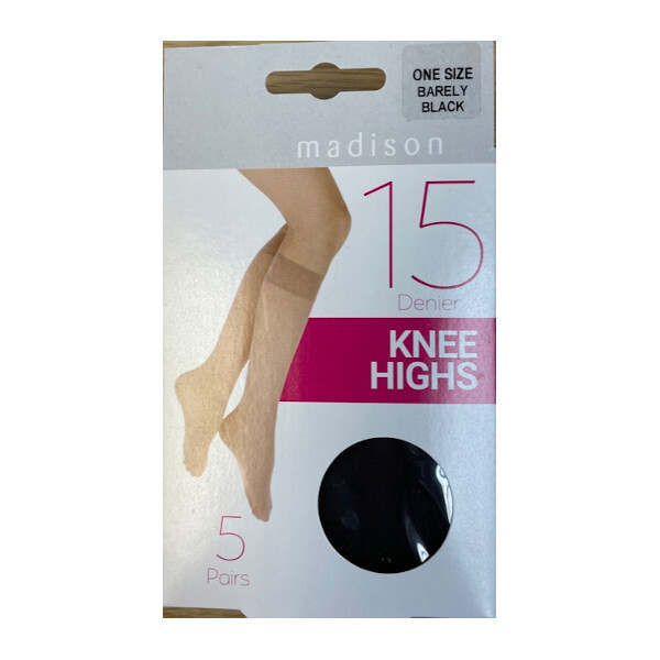 Madison Knee High 15D Black 5Pack