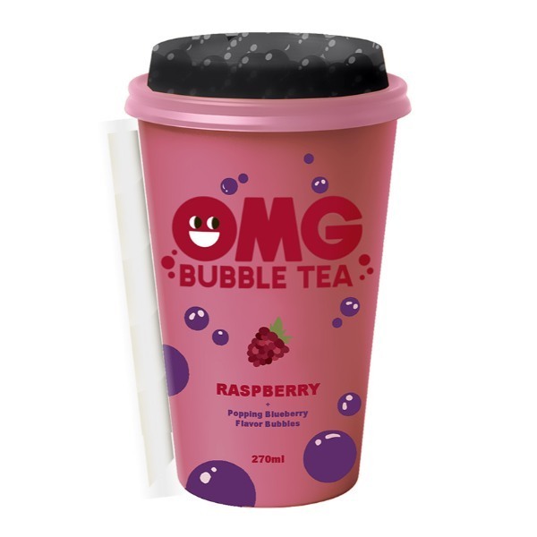 Omg Bubble Tea Raspberry With Blueberry Popping Bubbles