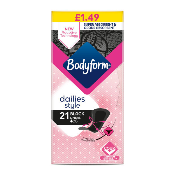 Bodyform Dailies Black Panty Liners 21s
