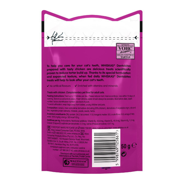 Whiskas Dentabites With Chicken 50G