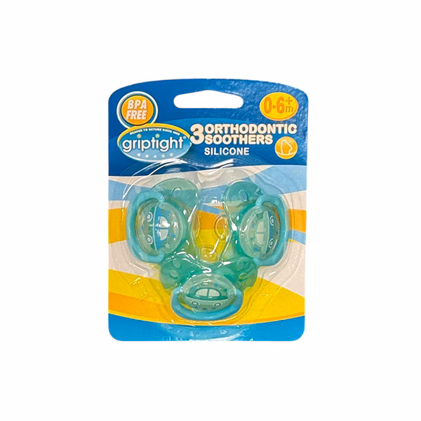 Griptight Soothers Blue 0-6m 3 Pack