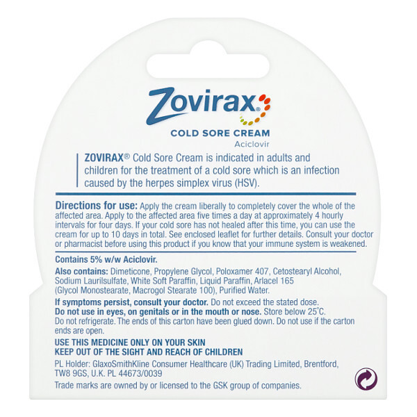 Zovirax Cold Sore Relief Cream 2g
