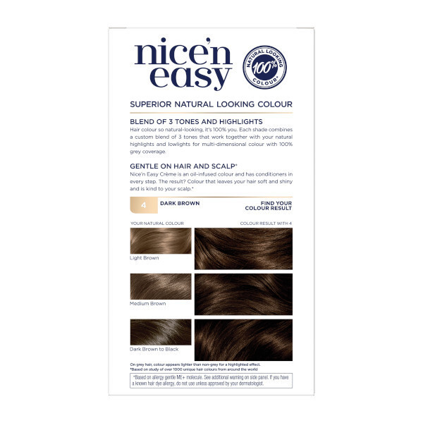 Clairol Nice'n Easy Hair Dye 4 Dark Brown