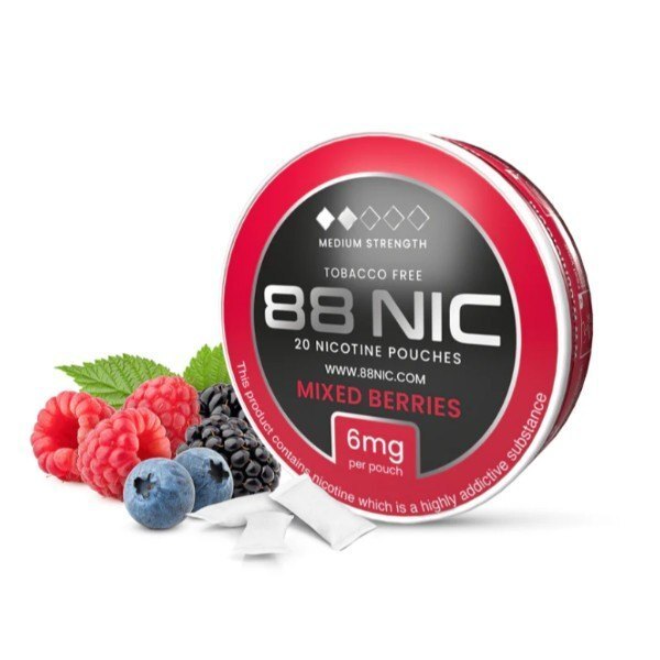 88Nic - Nicotine Pouches- Mixed Berries - 6Mg Medium Strength