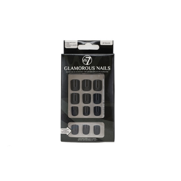 W7 Glamorous Nails Jet Black 24s