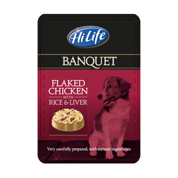 Hi-Life Banquet Flaked Chicken Rice & Liver Dog Food 100g
