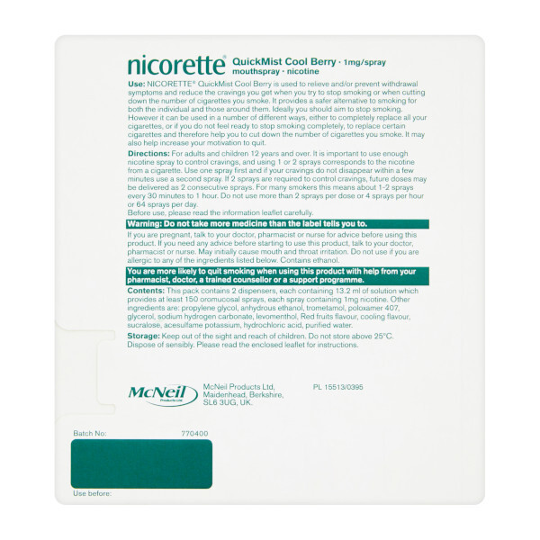 Nicorette QuickMist Cool Berry Mouthspray Duo Pack