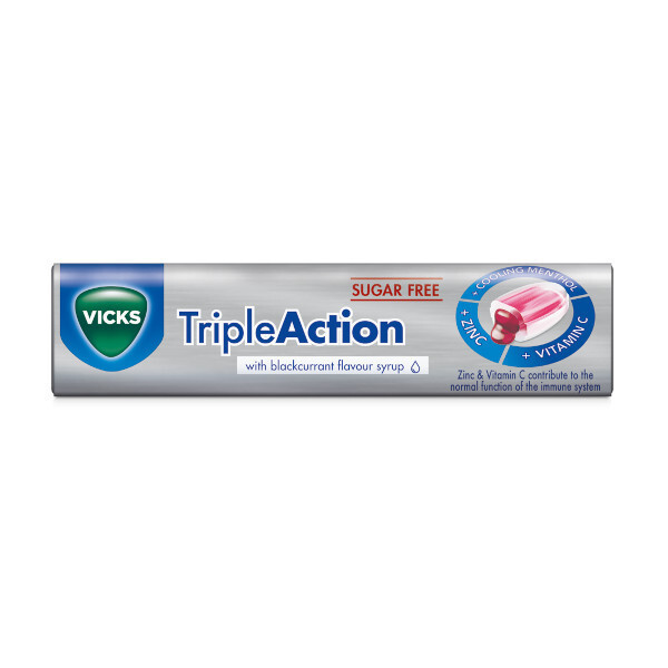 Vicks Triple Action Throat Sweets Blackcurrant