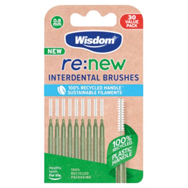 Wisdom Renew Interdental Brushes 0.8mm 30 Pack