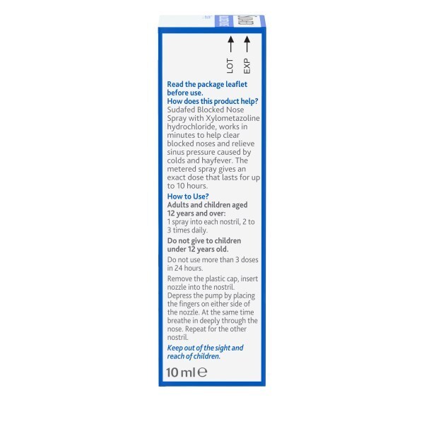Sudafed Blocked Nose Nasal Spray 10ml