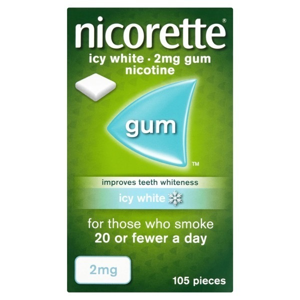 Nicorette Icy White Whitening Gum 2mg 105s