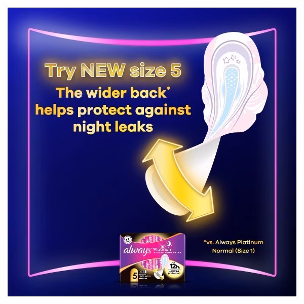 Always Platinum Day & Night (Size 3) Sanitary Towels 18 Pads