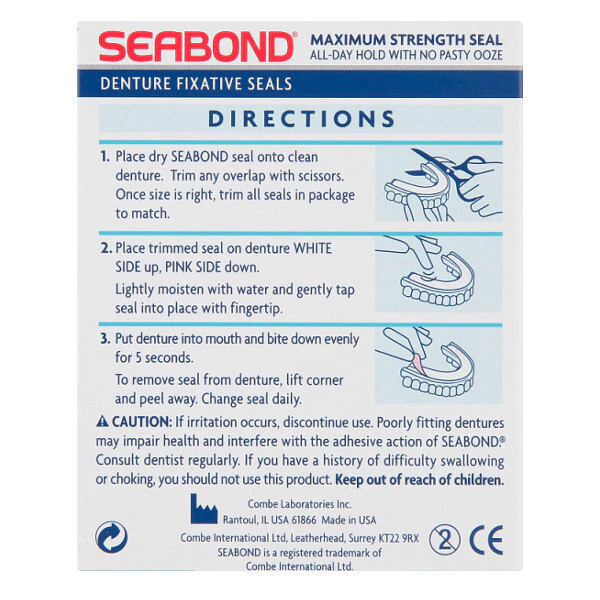 Seabond Denture Fixative Seals Original 15 Lowers